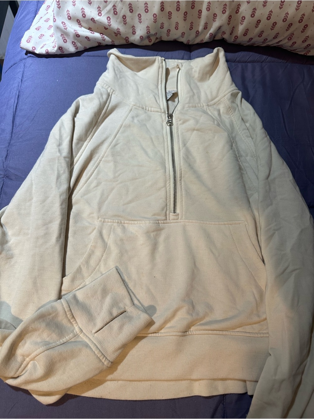 Danskin Cream Half-Zip Pullover Sweater